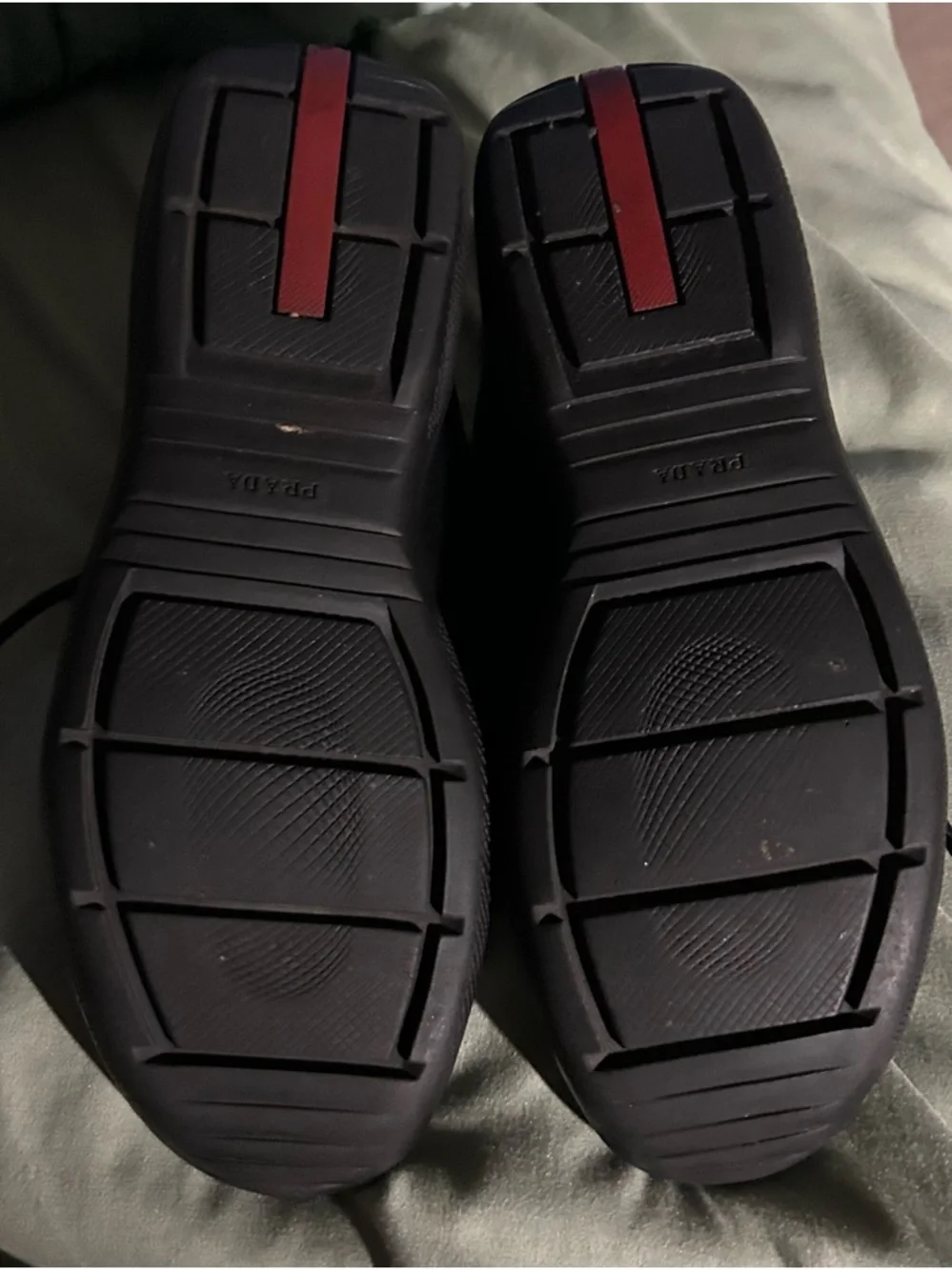 Prada Black Low-Top Sneakers with Red Logo Strips - Picture 4 of 4
